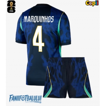 Brazilia Marquinhos #4 Echipament de Fotbal Replică Mondial 2026 Copii Deplasare (+ Șorturi)